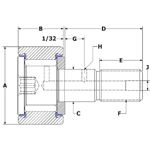 Carter Bearings 1.00", Needle Cam Follower, Sealed, Hex CNB32SB Zoro